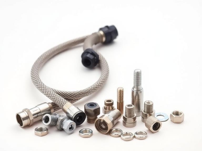 Braided stainless hose, fittings, bolts and nuts