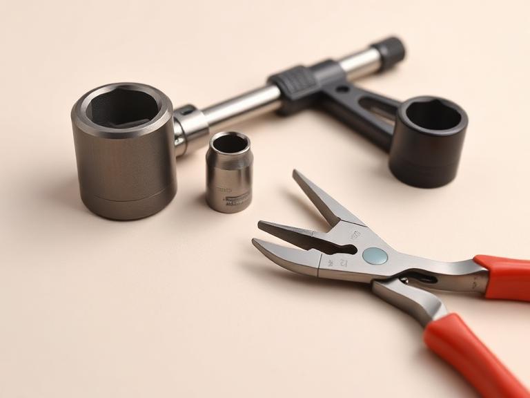 Calibrated torque wrench, sockets and safety pliers